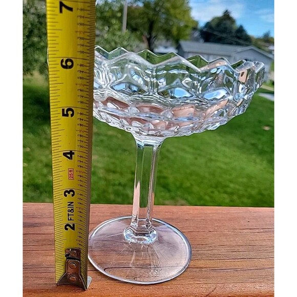 Fostoria American Pattern Clear Compote Stemmed 6 inches FLAW - Picture 6 of 14